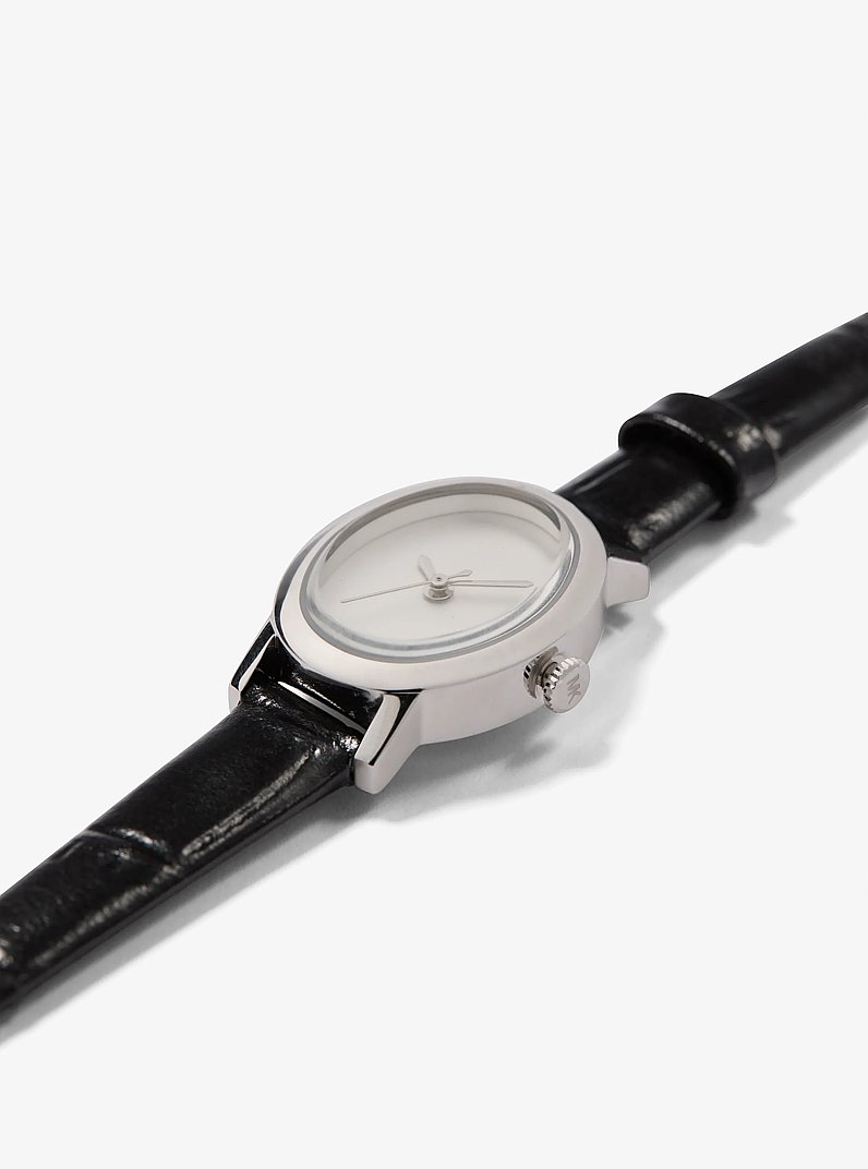 Reloj Maude peque&ntilde;o de edici&oacute;n limitada en tono plateado y piel con relieve de cocodrilo in NEGRO | Michael Kors