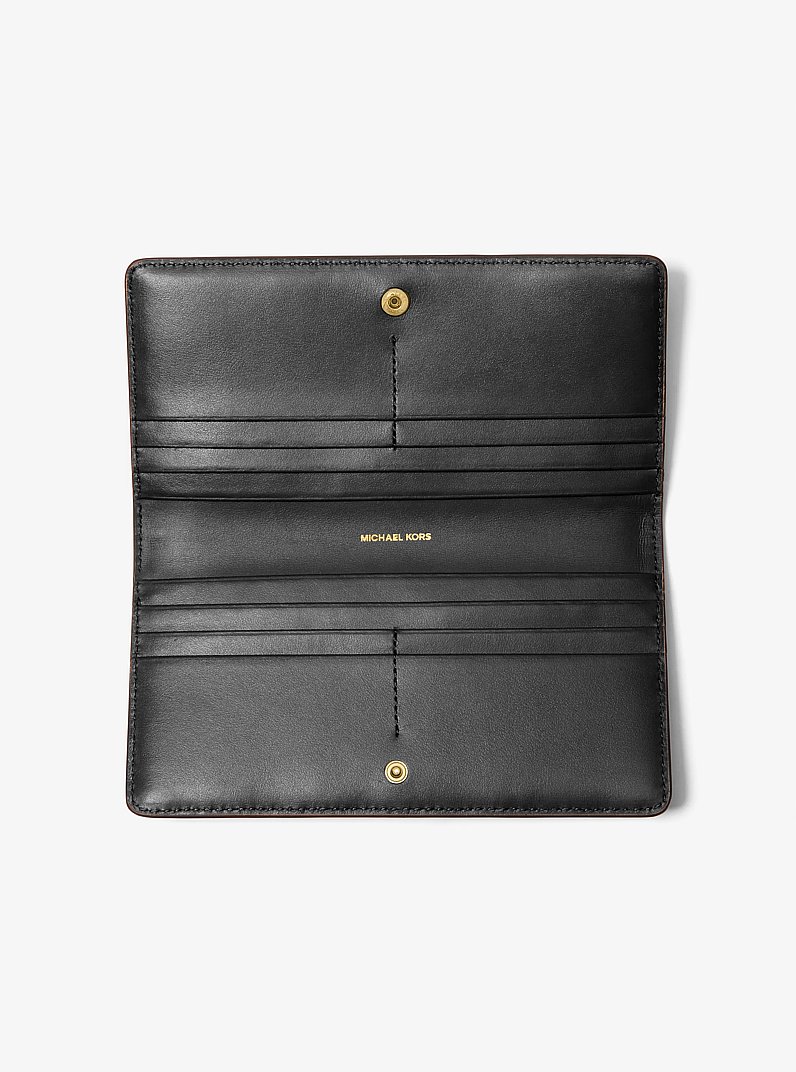 Bryant Large Signature Logo Snap-Front Wallet in BROWN/BLK | Michael Kors
