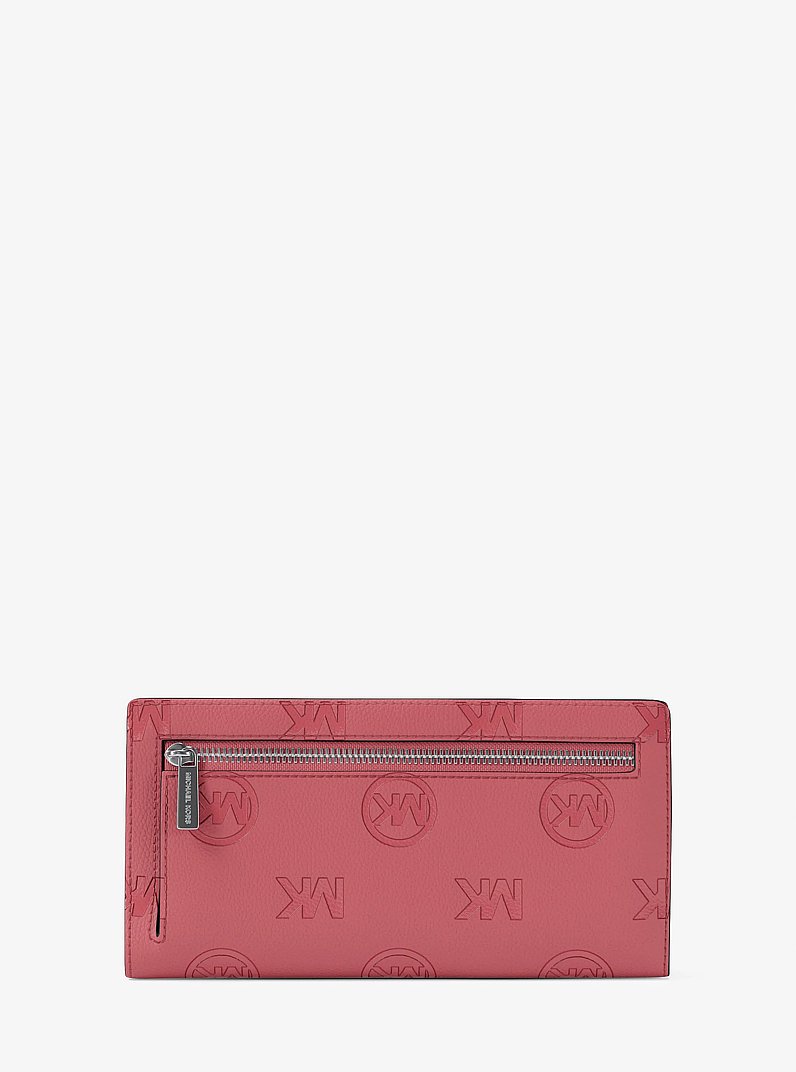 Grand portefeuille &agrave; bouton-pression Carson &agrave; logo grav&eacute; in HIBISCUS | Michael Kors