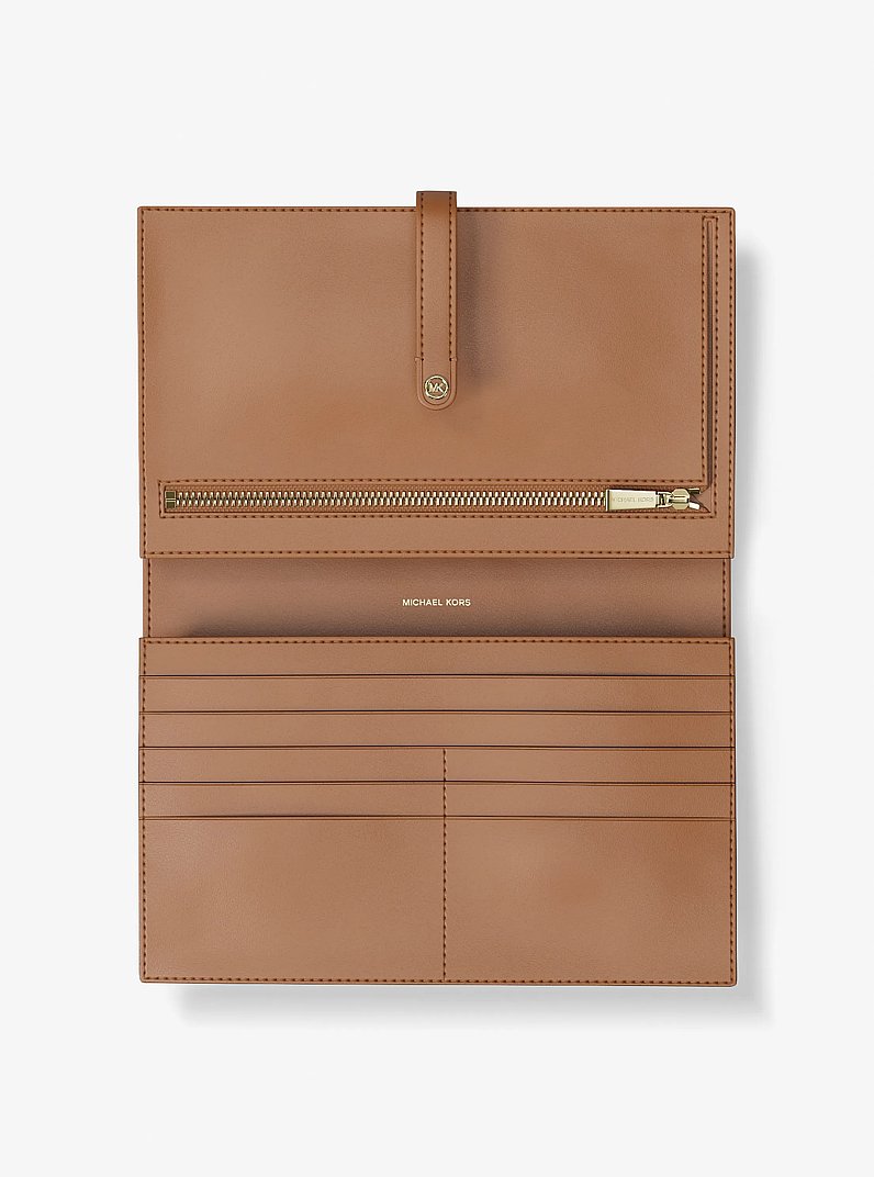 Jet Set Travel Large Signature Logo Wallet in VANILLE/NOISETTE | Michael Kors