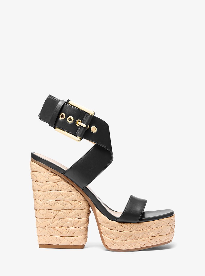 Sandale &agrave; plateforme Rhoda en cuir in NOIR | Michael Kors