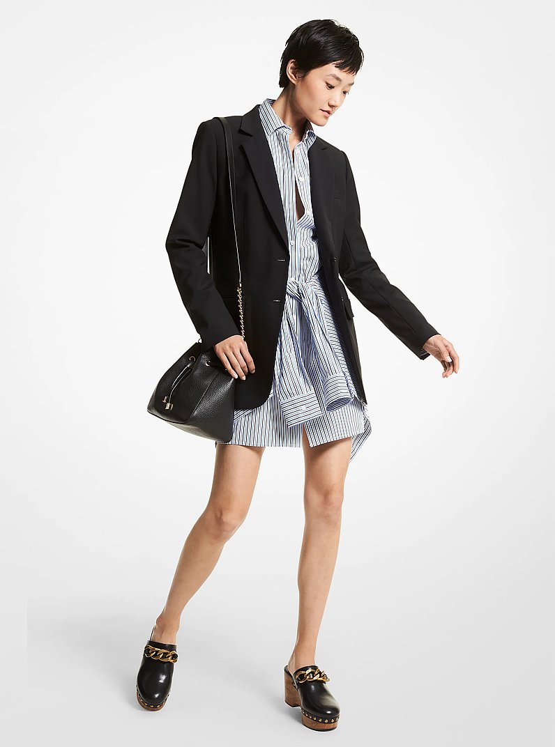 Stretch Wool Boyfriend Blazer in BLACK | Michael Kors