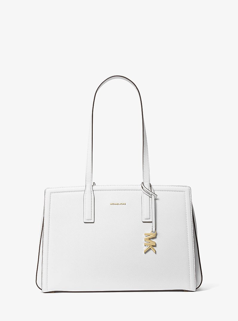 Laila Medium Leather Tote Bag in OPTIC WHITE | Michael Kors