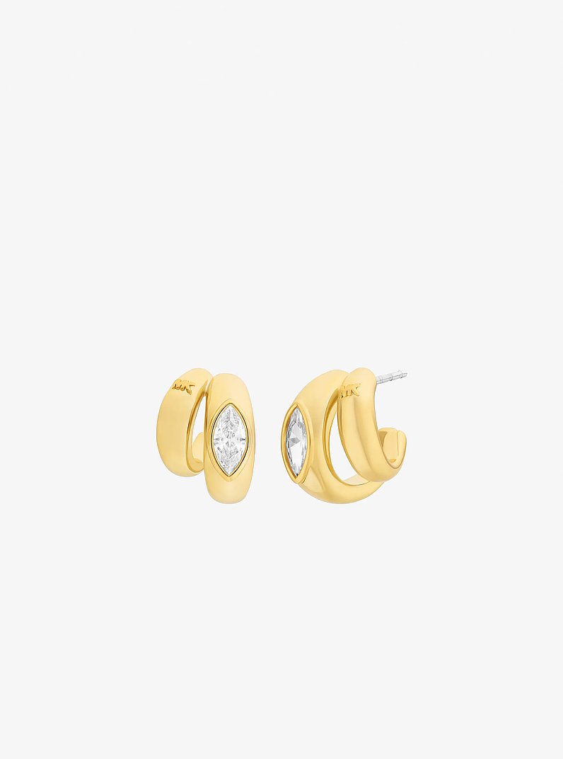 Marquise Cut Cubic Zirconia Double Hoop Earrings in GOLD | Michael Kors
