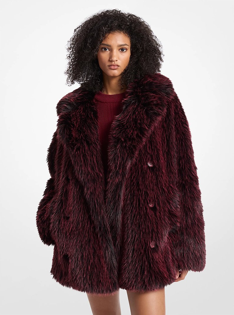 Faux Fur Peacoat in DARK BRANDY | Michael Kors