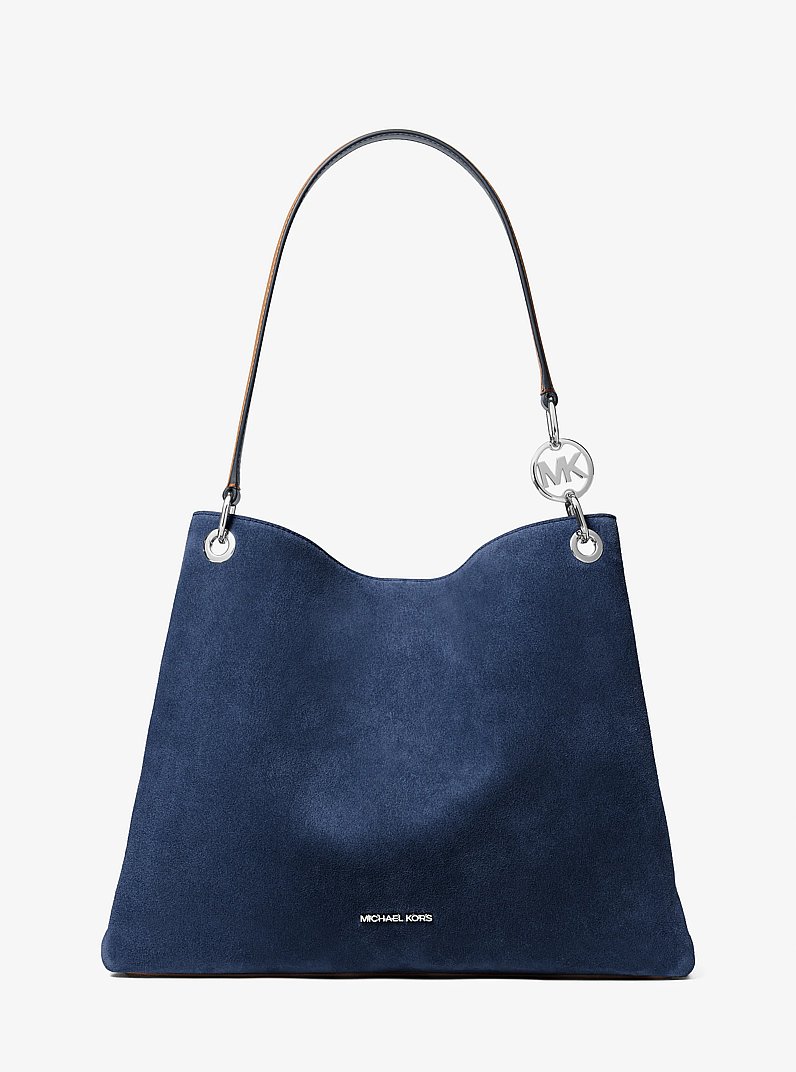 Borsa a spalla Christina grande in pelle scamosciata in NAVY | Michael Kors