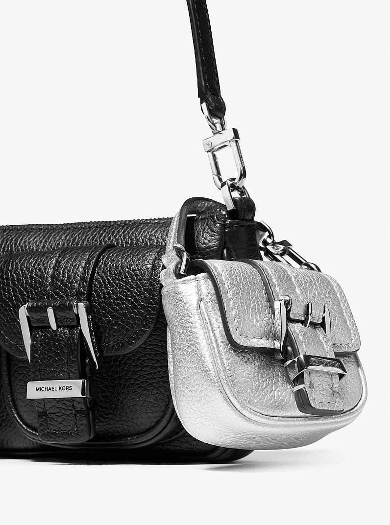Zoe Metallic Pebbled Leather Airpod Case for Apple Airpods Pro&reg; in SILVER | Michael Kors