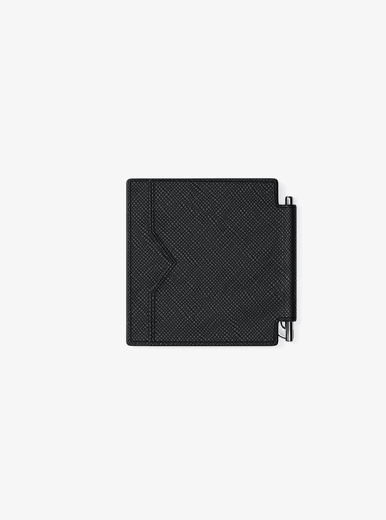Porta carte di credito Edison in pelle antigraffio con fermasoldi in NERO | Michael Kors