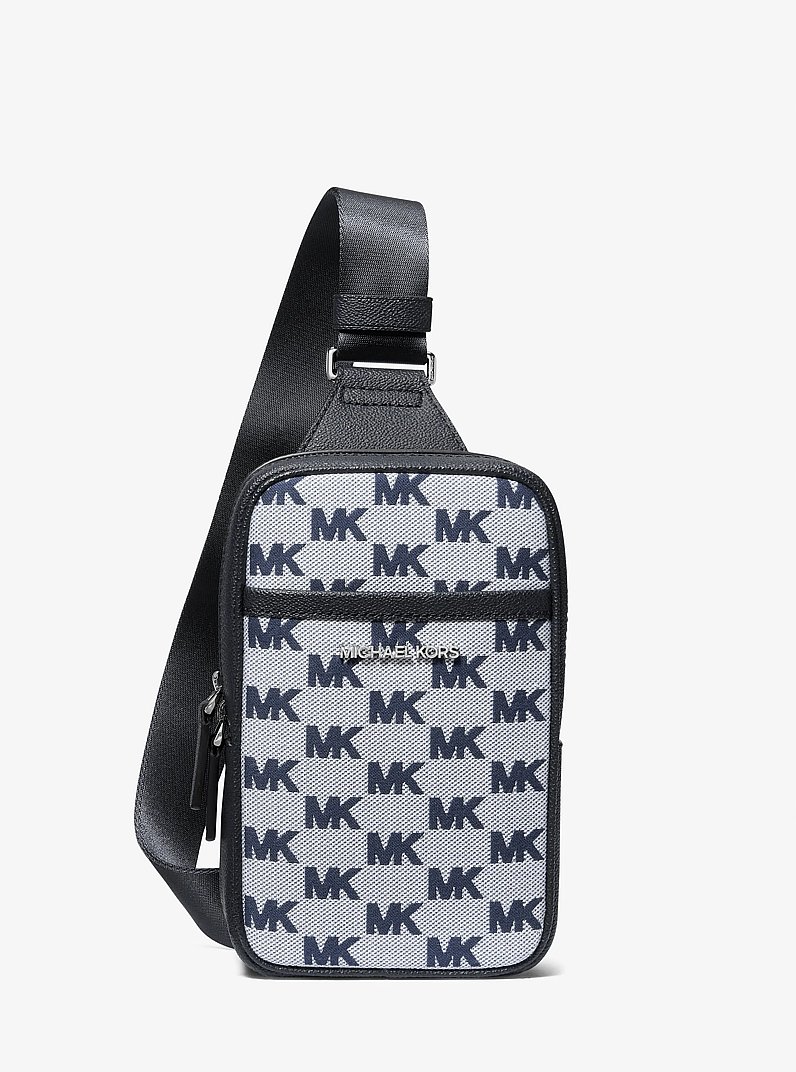 Cooper Logo Jacquard Sling Pack in NAVY | Michael Kors