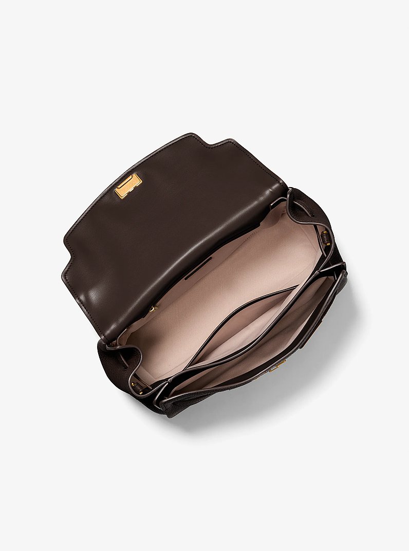 Hamilton Large Textured Leather Slouchy Satchel in CHOCOLATE | Michael Kors