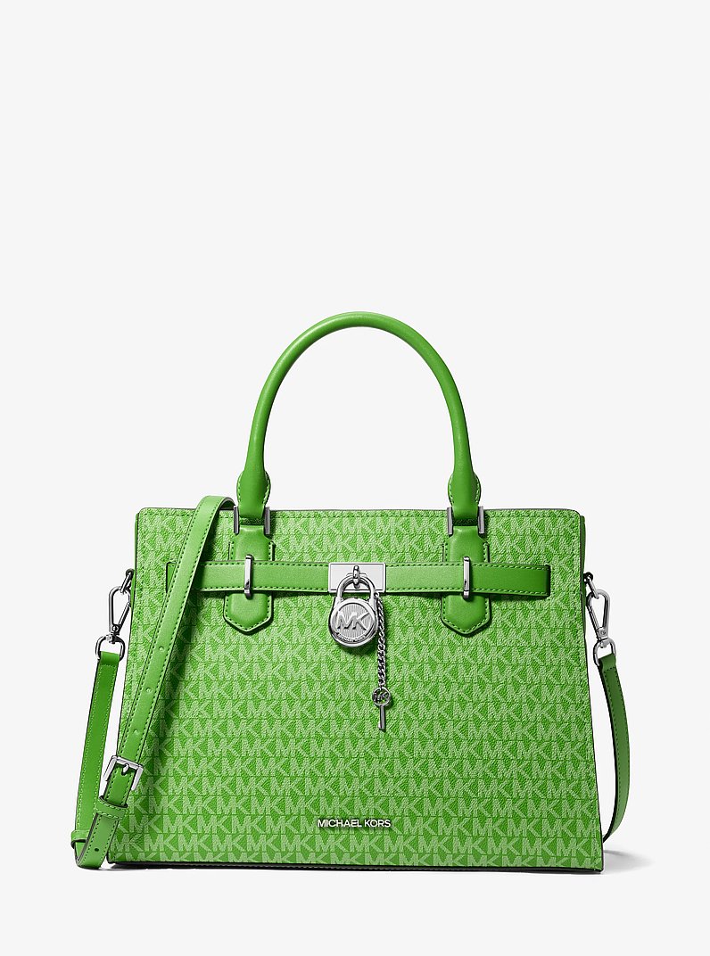 Hamilton Medium Signature Logo Satchel in JUNGLE | Michael Kors