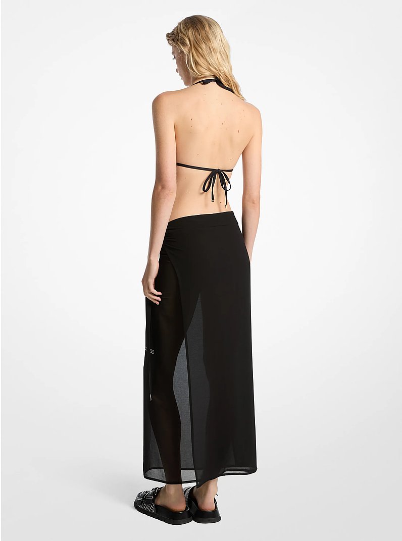 Jupe portefeuille de style par&eacute;o en mousseline in NOIR | Michael Kors