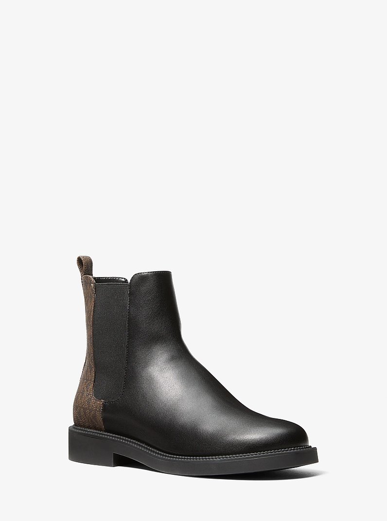 Hazel Smooth And Signature Logo Chelsea Boot in BLK/BROWN | Michael Kors