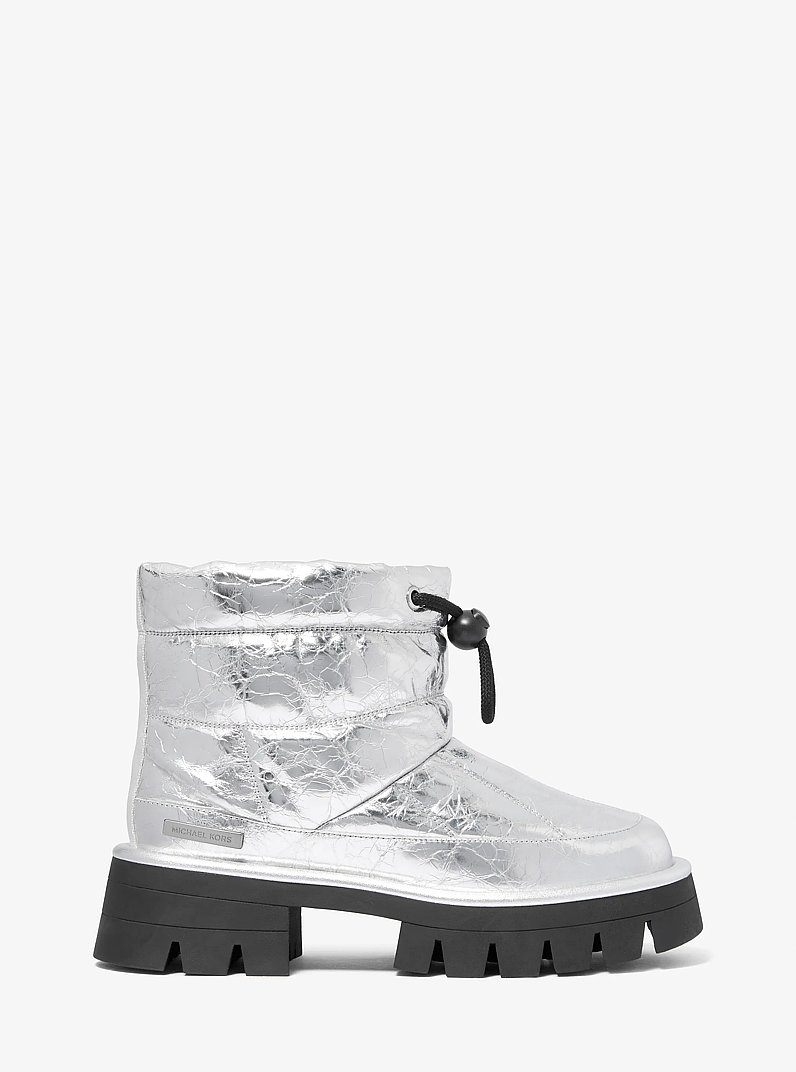 Barton Crackled Metallic Leather Boot in SILVER | Michael Kors