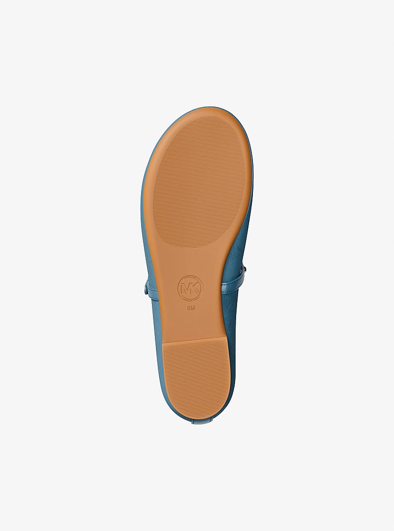 Phoebe Embellished Leather Ballet Flat in DENIM | Michael Kors