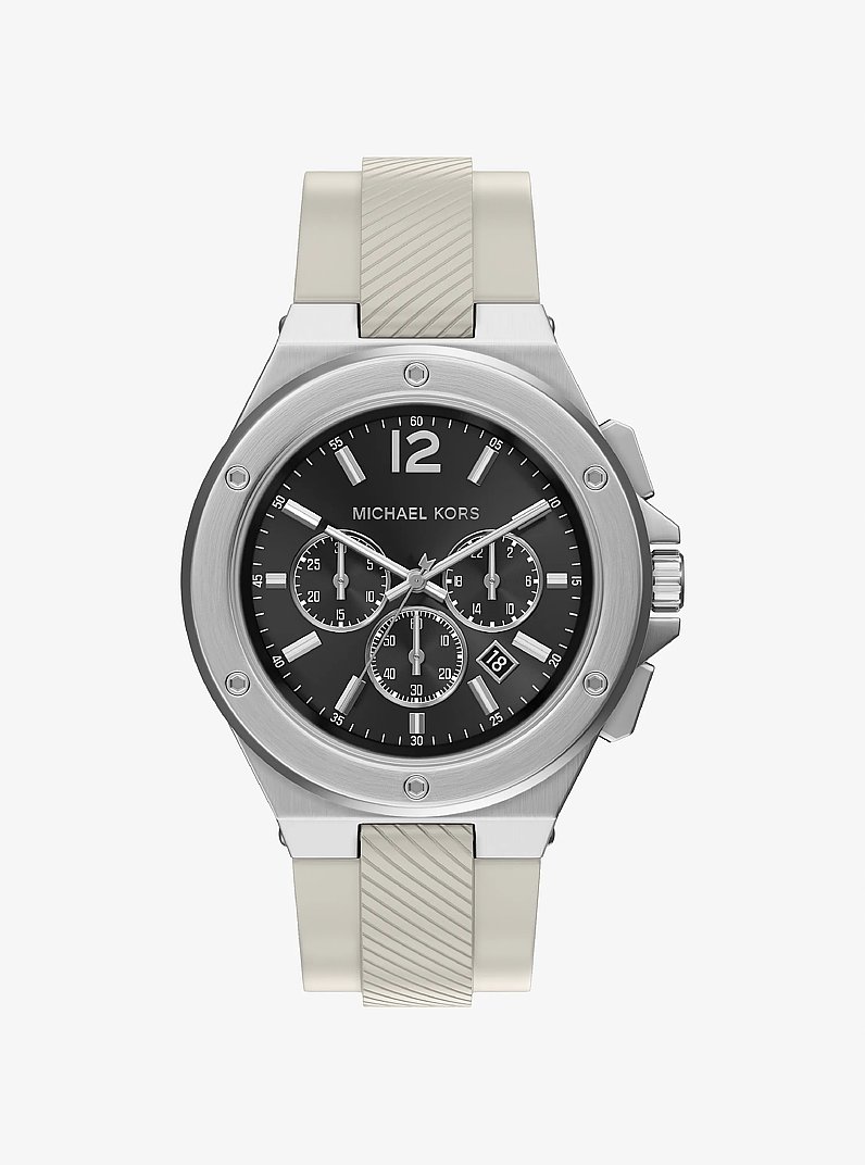 Oversized Lennox Silver-Tone and Silicone Watch in SILVER | Michael Kors