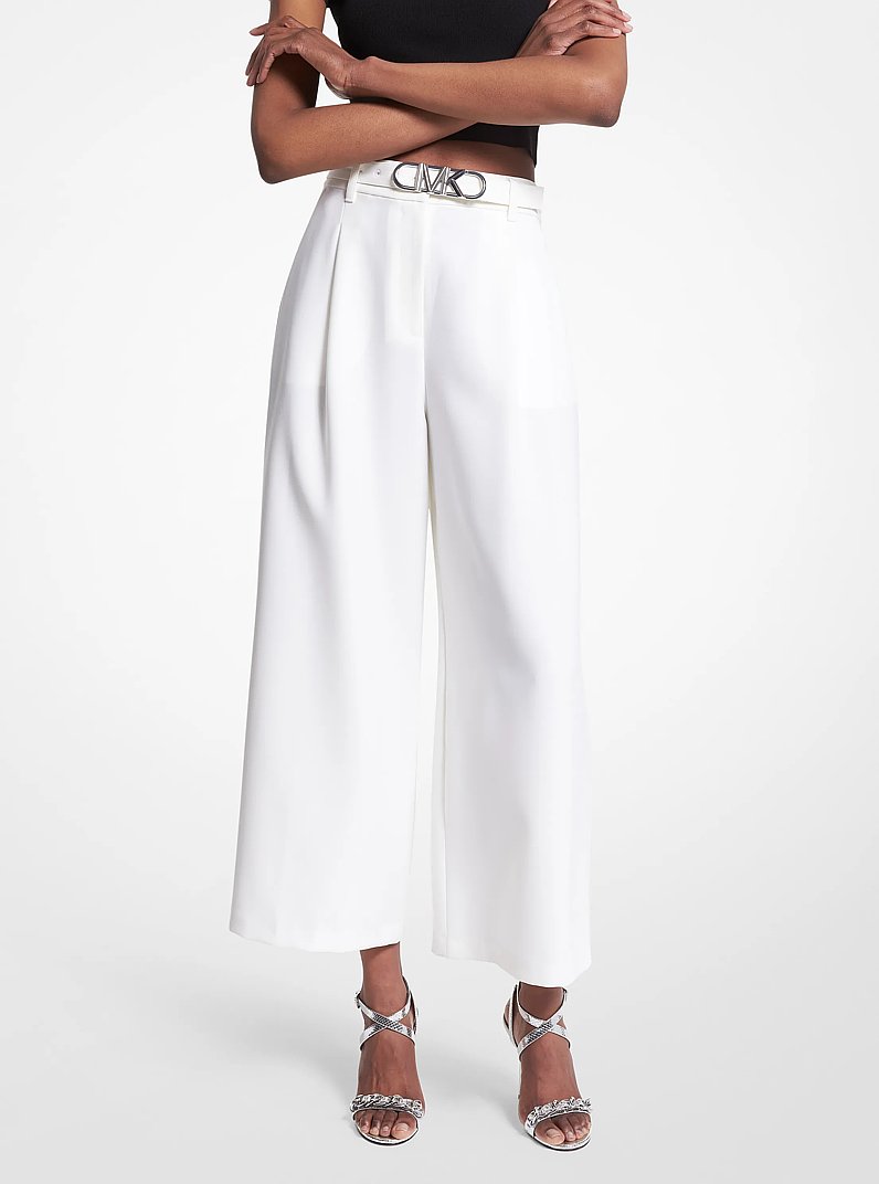 Pantal&oacute;n pesquero de sarga el&aacute;stica con cintur&oacute;n in BLANCO | Michael Kors