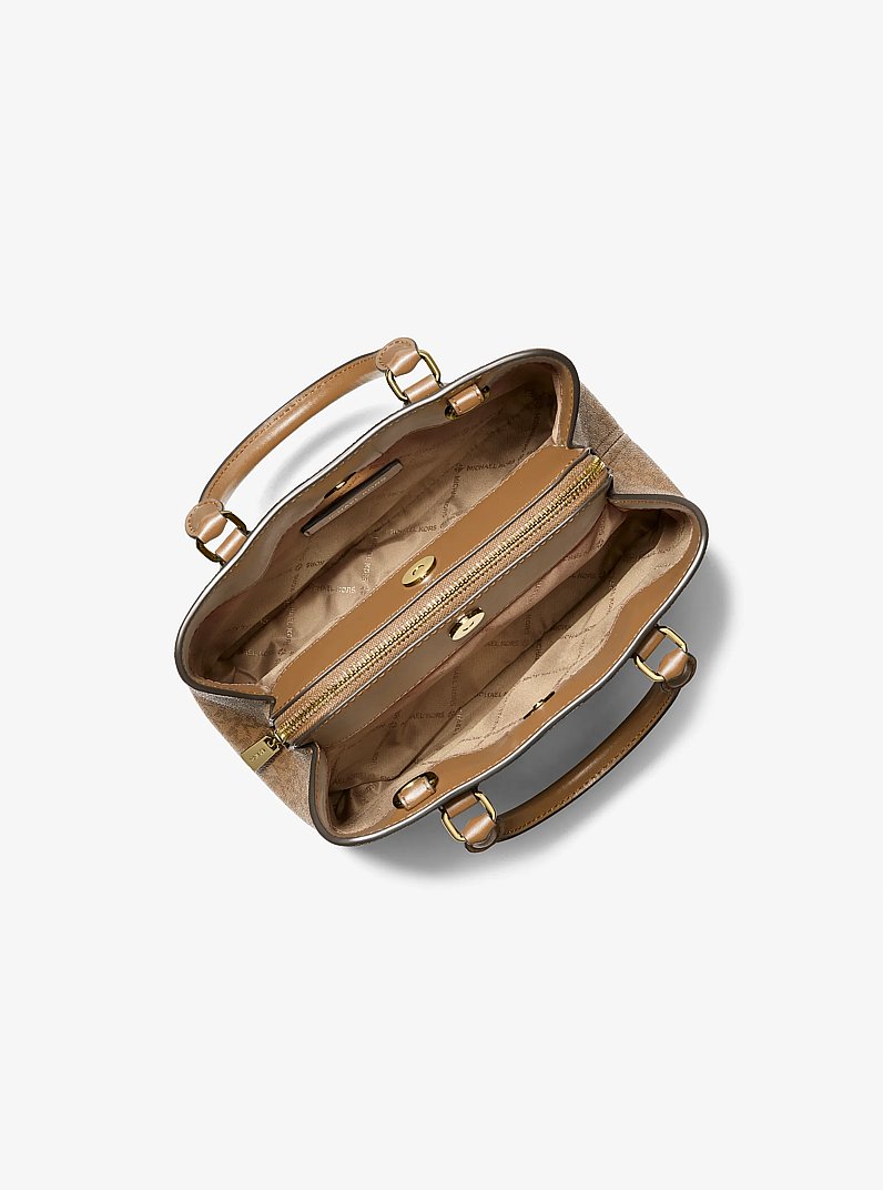 Camille Small Signature Logo Satchel in HUSK | Michael Kors