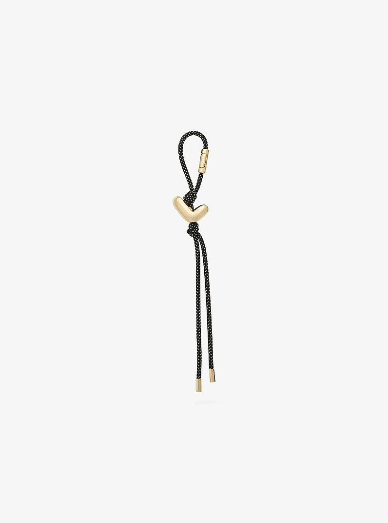 Initial Gold-Tone and Speckled Cord Bag Charm in 18K GOLD | Michael Kors