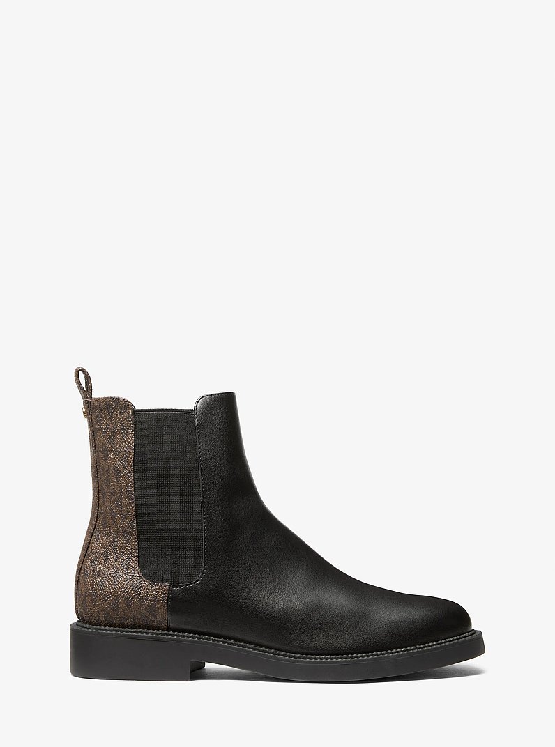 Hazel Smooth And Signature Logo Chelsea Boot in BLK/BROWN | Michael Kors