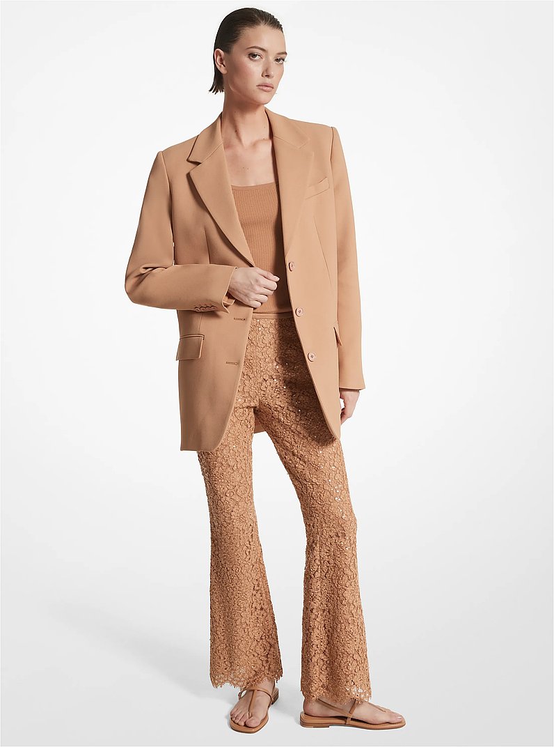 Blazer tipo boyfriend de crep&eacute; texturizado doble in TOSTADO SUAVE | Michael Kors