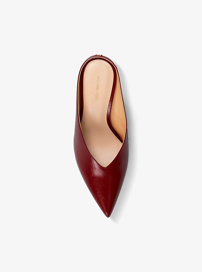 Xandra Leather Wedge Mule in DEEP RED | Michael Kors