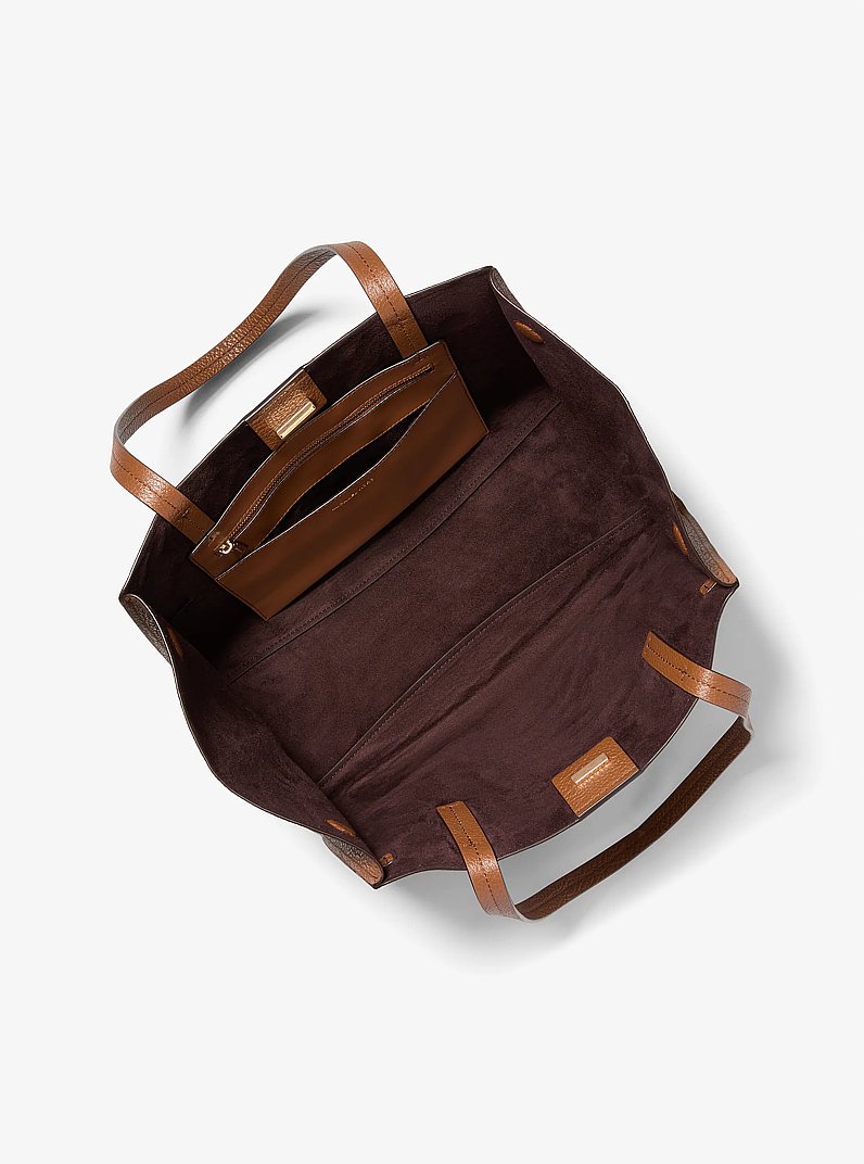 Hamilton Moderne Large Leather Tote Bag in LUGGAGE | Michael Kors