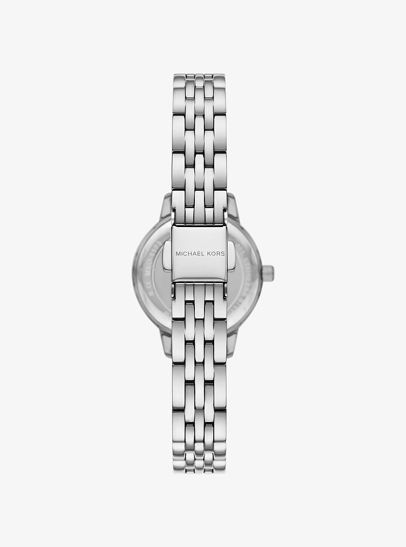 Mini Melissa Pav&eacute; Silver-Tone Watch in SILVER | Michael Kors