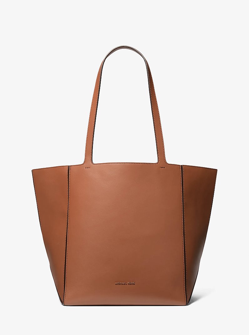 Jordi Large Leather Tote Bag in LUGGAGE | Michael Kors