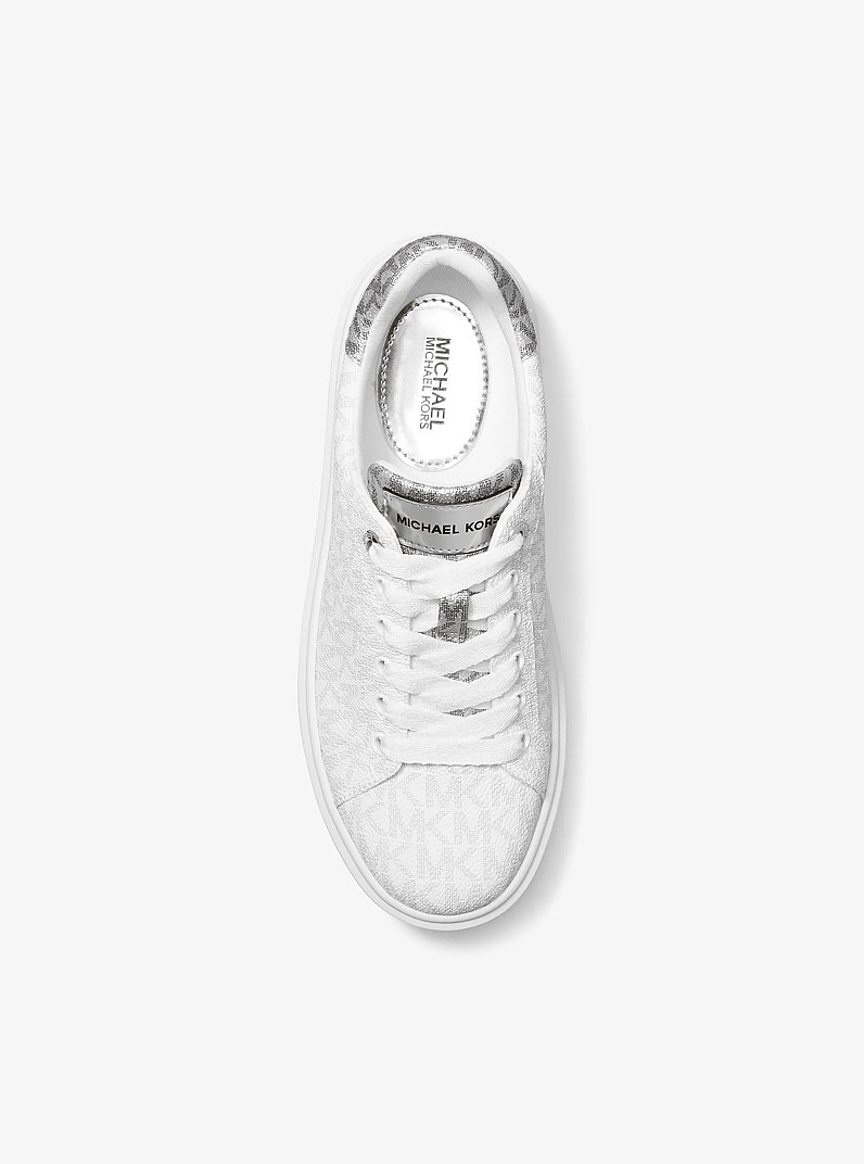 Romey Metallic Two-Tone Signature Logo Platform Sneaker in BRIGHT WHT | Michael Kors