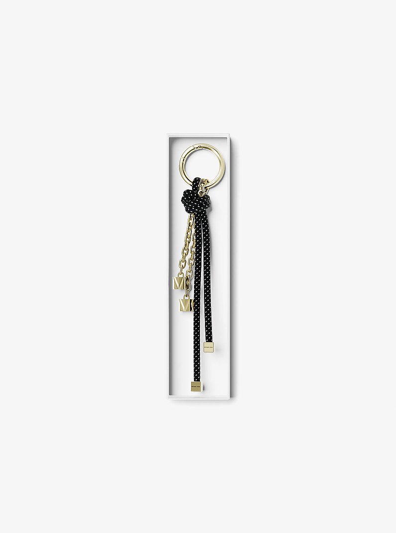 Gold-Tone and Speckled Cord Bag Charm in BLACK | Michael Kors