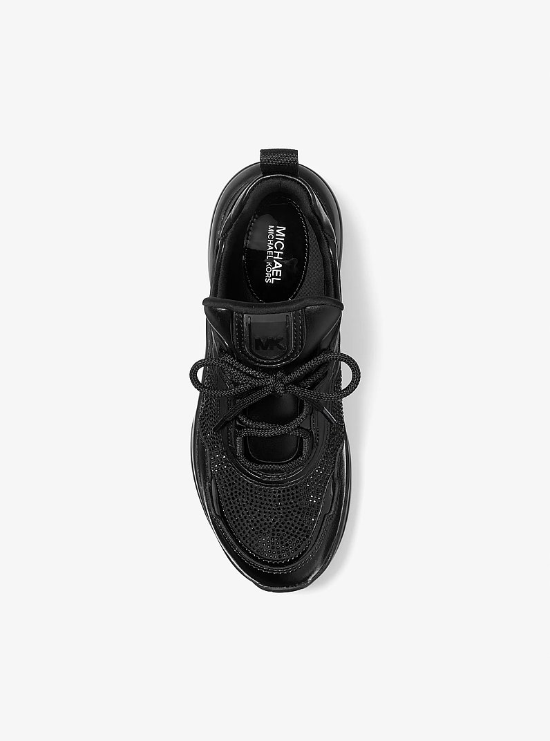 Olympia Crystal Embellished Trainer in BLACK | Michael Kors