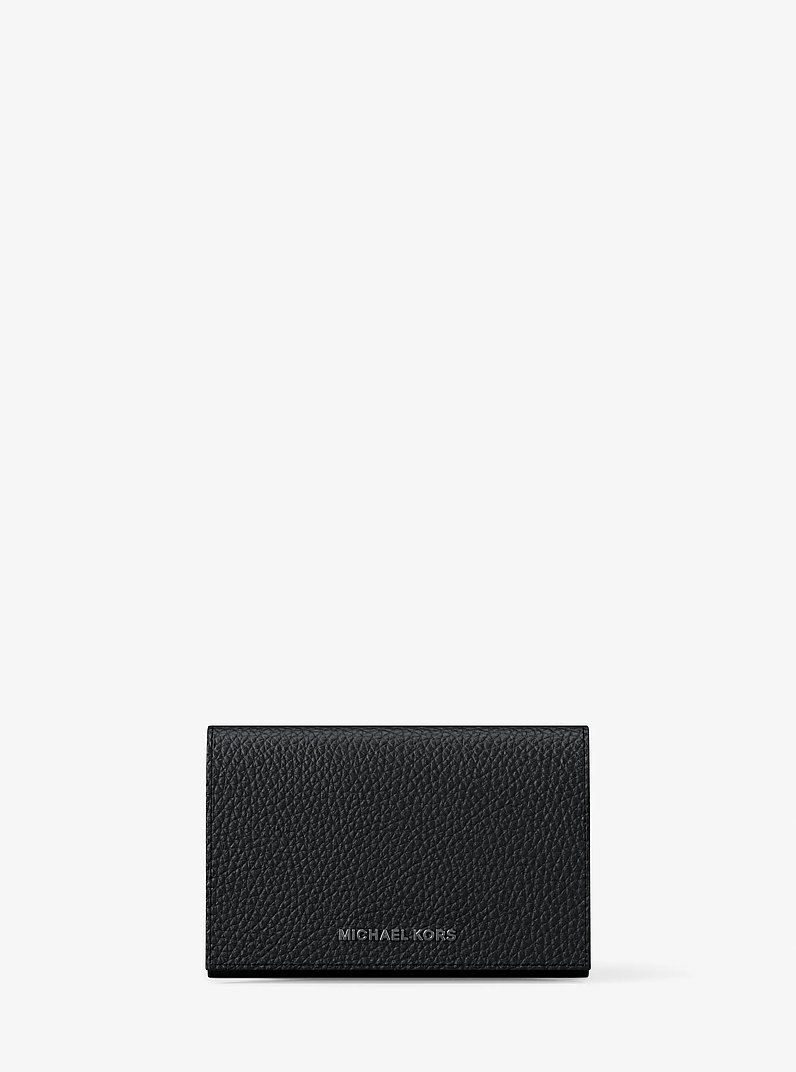 Hudson Pebbled Leather Card Case in BLACK | Michael Kors