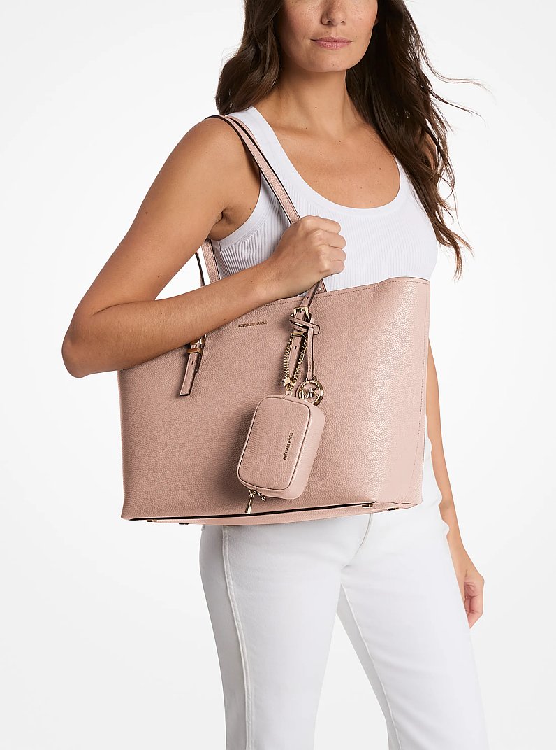 Quinn Large Pebbled Leather Tote Bag in SOFT PINK | Michael Kors