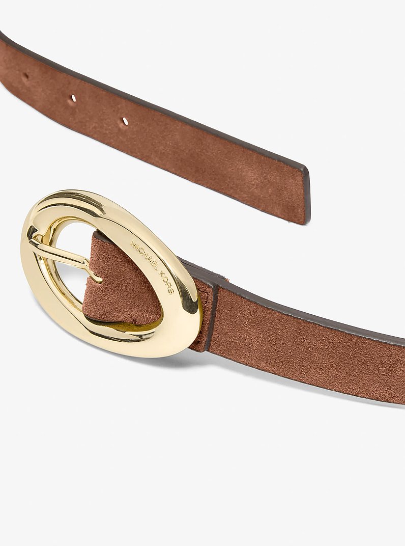 Cintur&oacute;n de gamuza con cierre con hebilla ovalada in LUGGAGE | Michael Kors