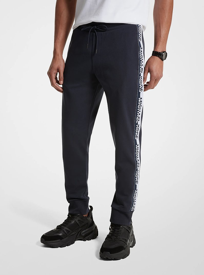 Logo Tape Cotton Blend Joggers in MIDNIGHT | Michael Kors