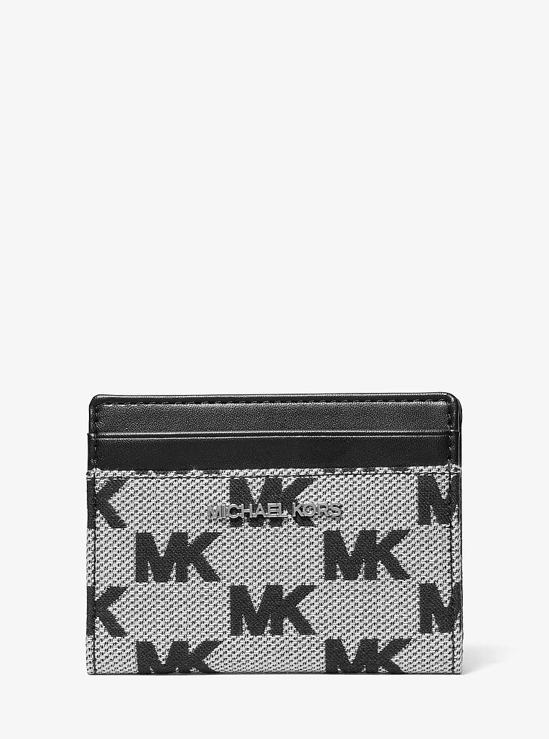 Cooper Logo Jacquard Bi-Fold Wallet in BLACK | Michael Kors