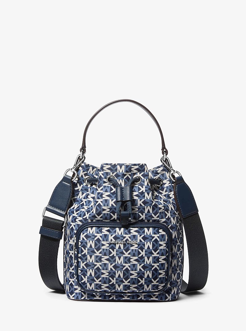 Khai Small Signature Logo Bucket Bag in NAVY | Michael Kors