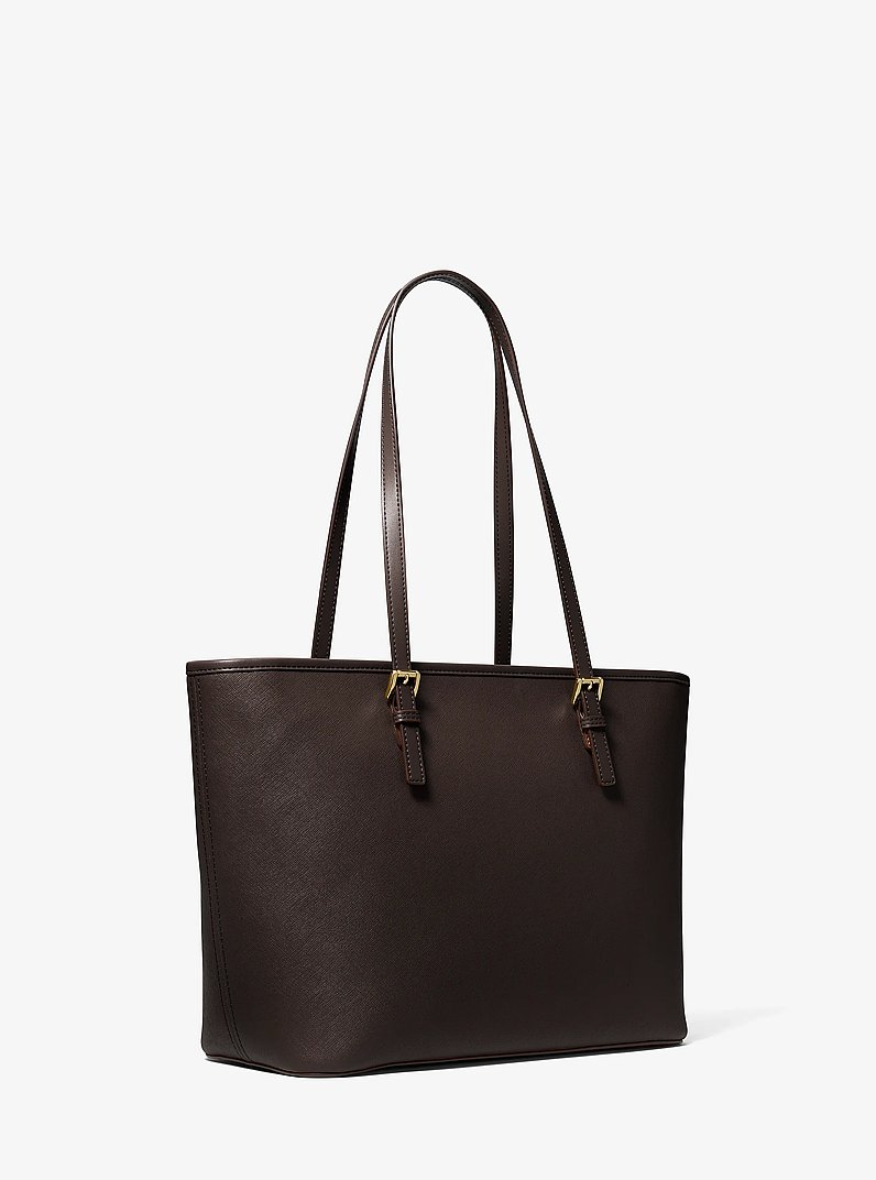 Bolso tote Jet Set de piel saffiano con adorno in CHOCOLATE | Michael Kors