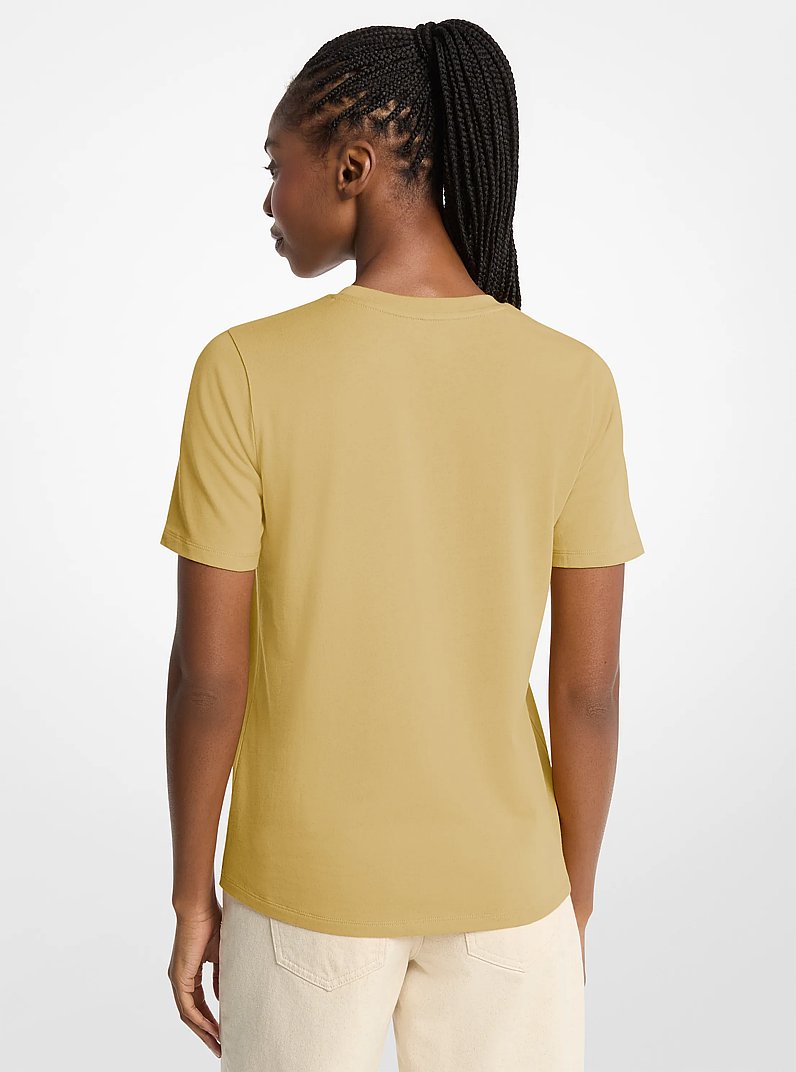Sequined Logo Cotton T-Shirt in OREGANO | Michael Kors