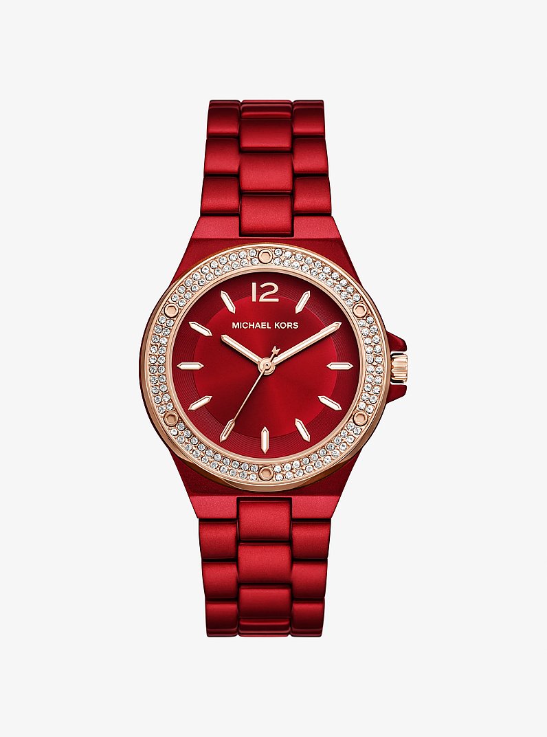 Lennox Pav&eacute; Red-Tone Watch in RED | Michael Kors