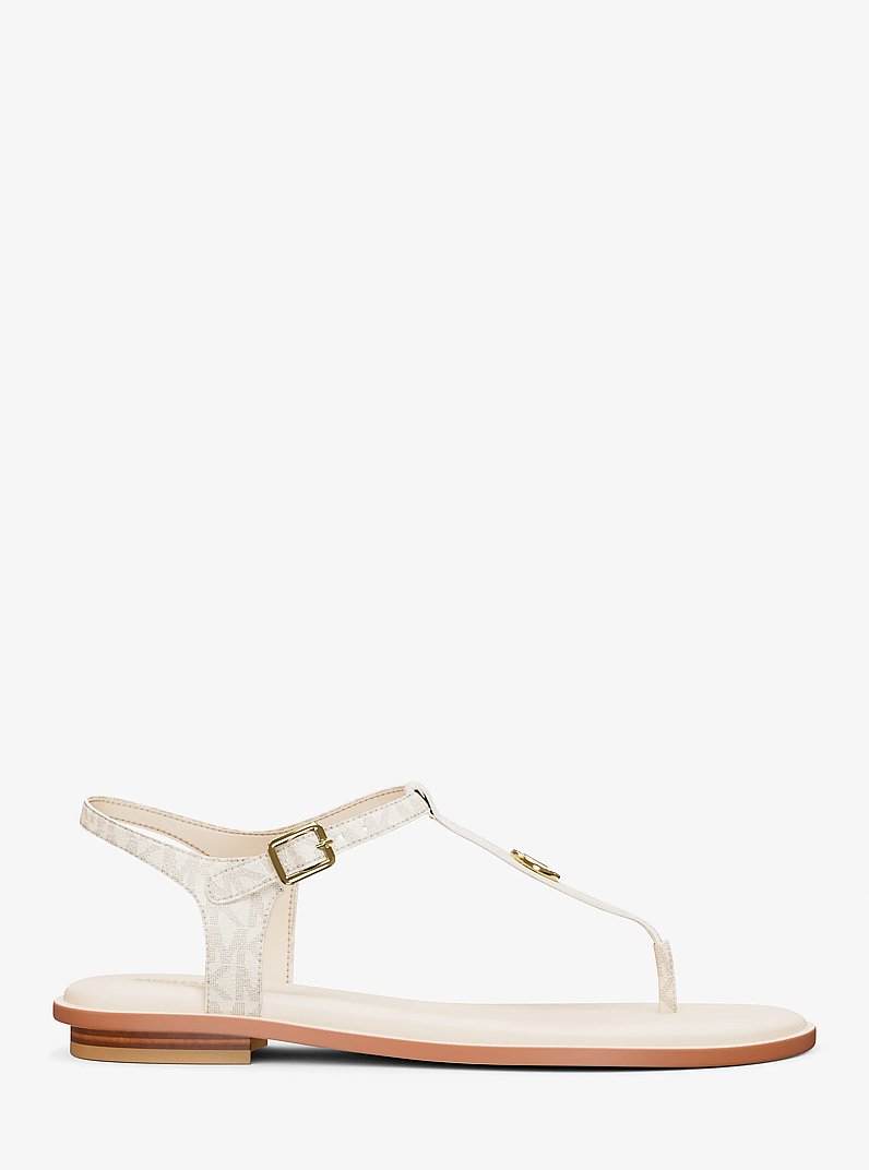 Mallory Signature Logo T-Strap Sandal in VANILLA | Michael Kors