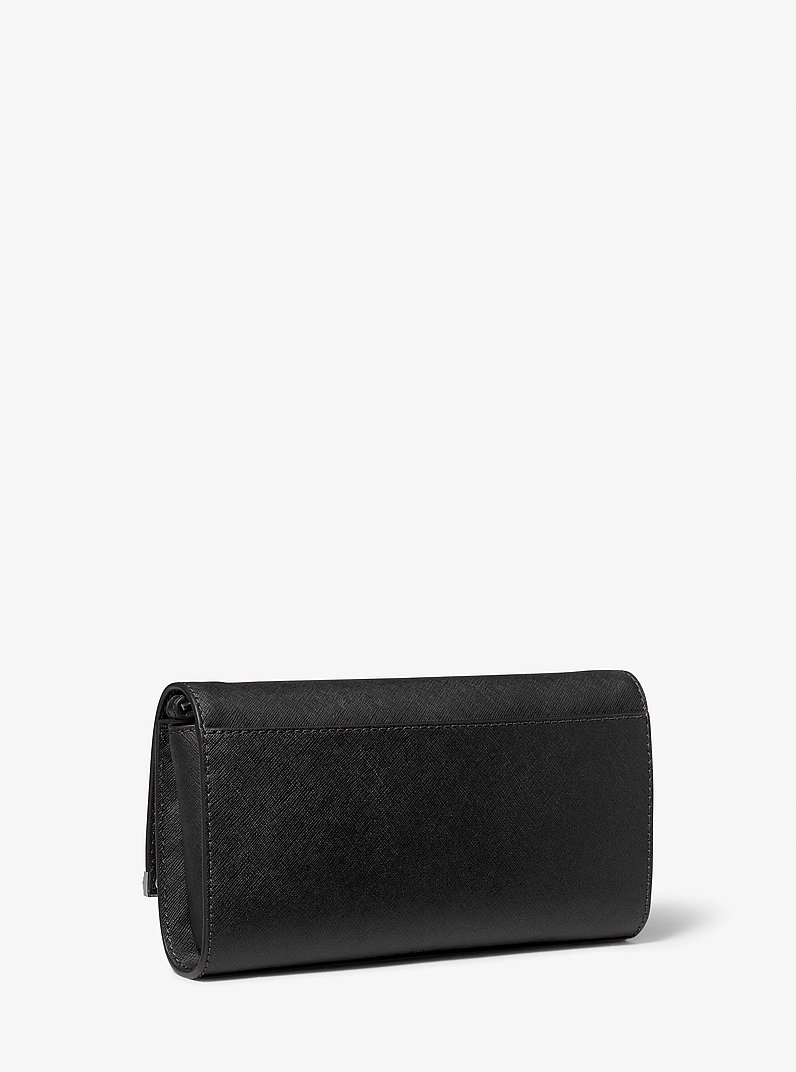 Mona Large Saffiano Leather Clutch in BLACK | Michael Kors