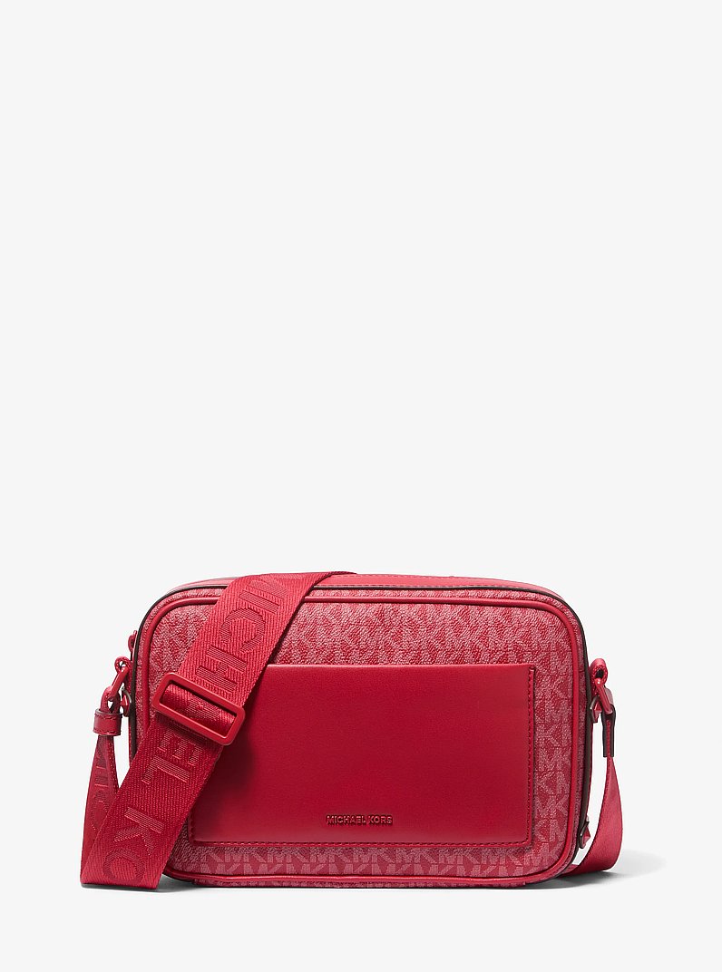 Maeve Large Signature Logo Crossbody Bag in CRIMSON | Michael Kors