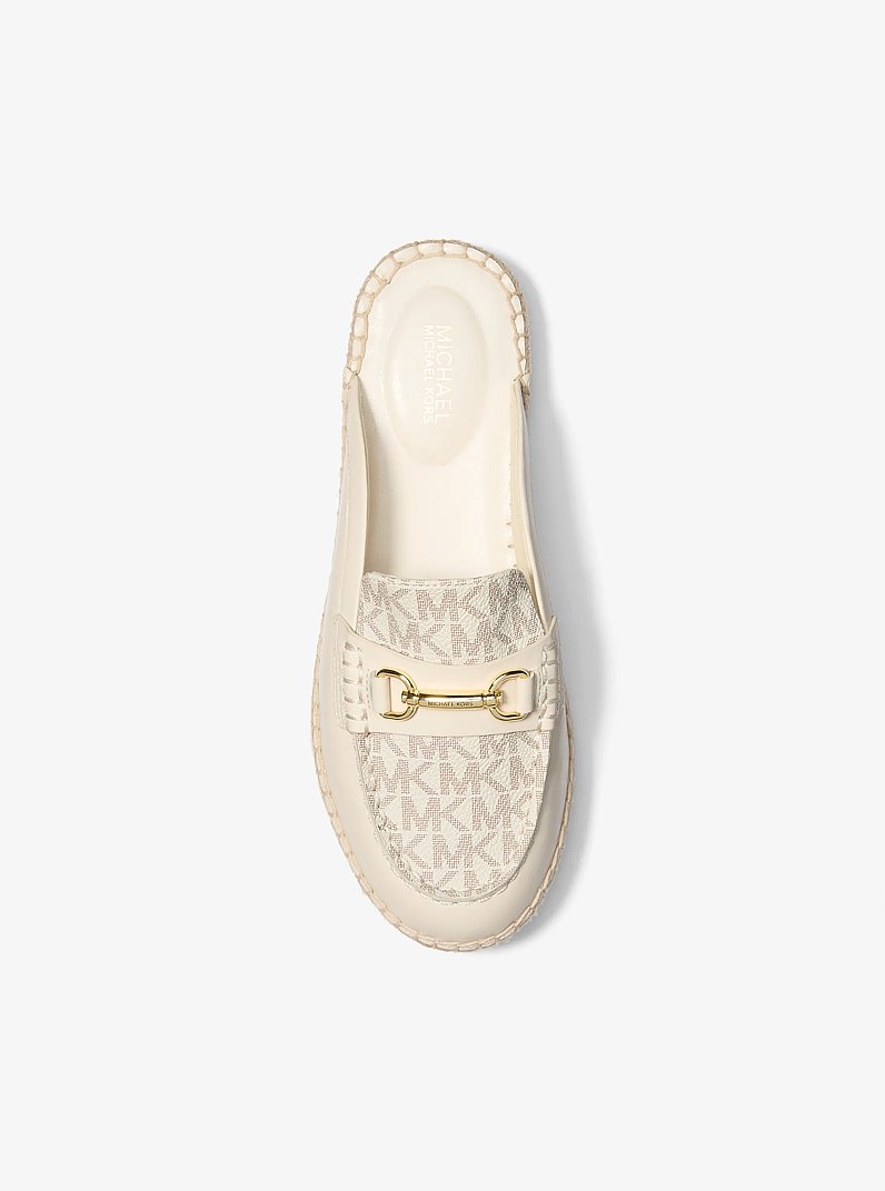 MICHAEL MICHAEL CORS CARSON VANILLA NS新品 Carson Leather and Signature Logo Espadrille Mule in VANILLA