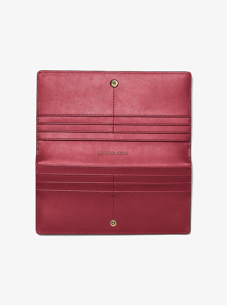 Carson Large Crocodile Embossed Wallet in CHERRY | Michael Kors