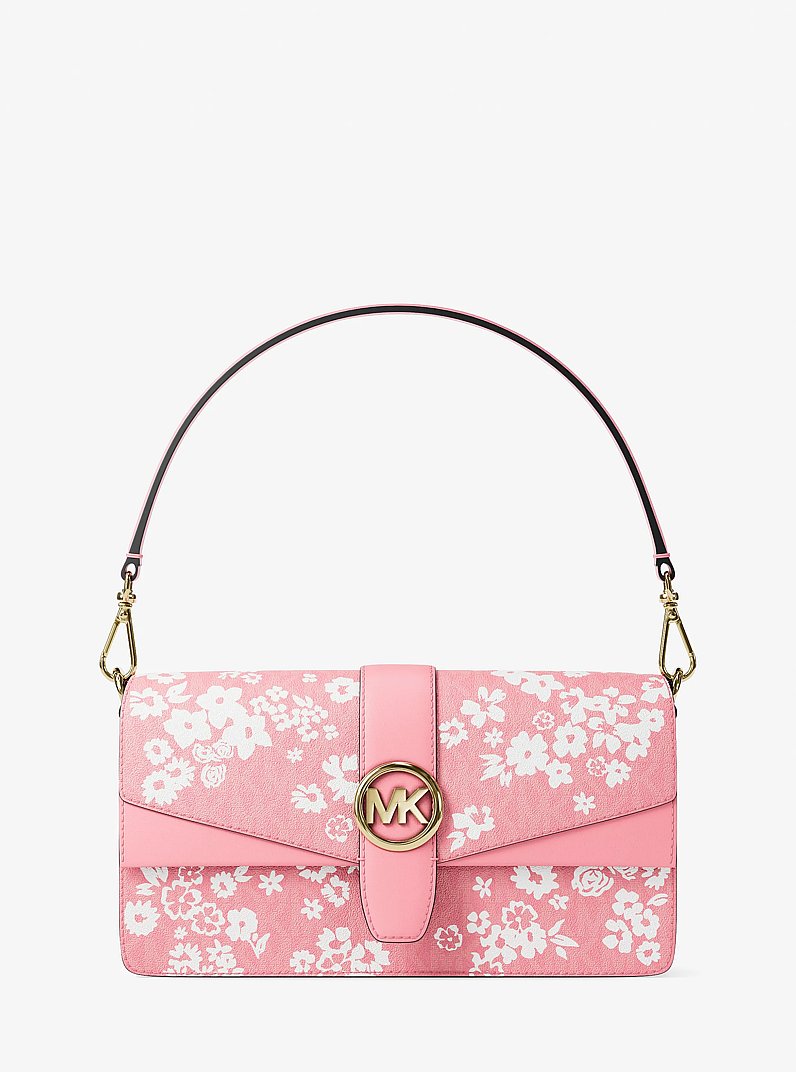 Sac &agrave; &eacute;paule convertible Greenwich de taille moyenne &agrave; imprim&eacute; &agrave; logo Signature in &OElig;ILLET | Michael Kors