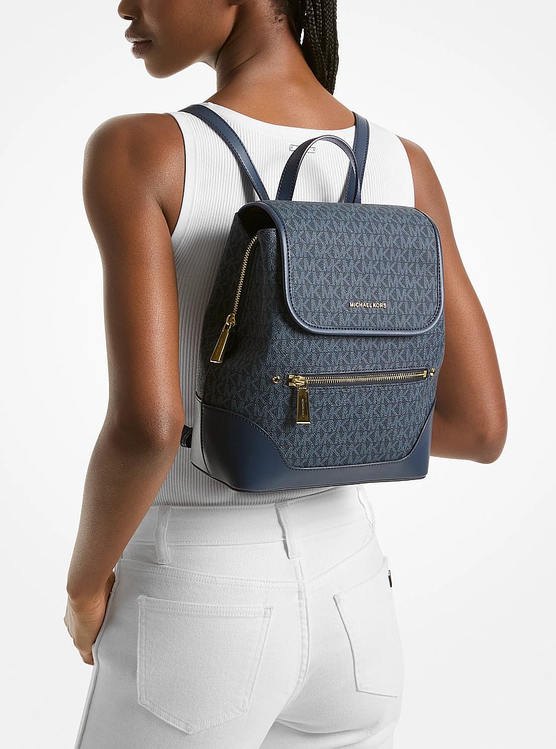 Harrison Medium Logo Backpack in ADMRL/PLBLUE | Michael Kors