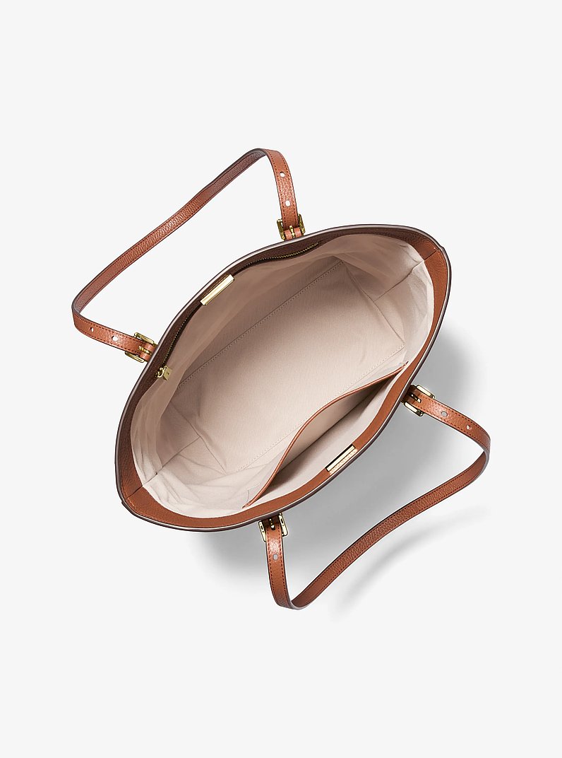 Quinn Large Pebbled Leather Tote Bag in LUGGAGE | Michael Kors