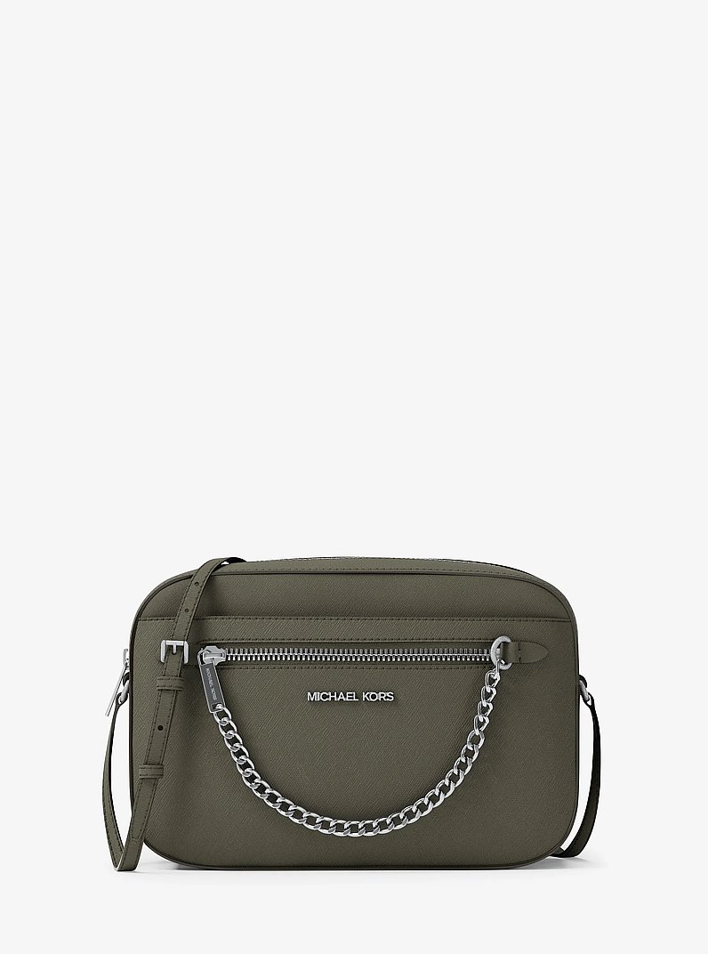 Jet Set Large Saffiano Leather Crossbody Bag in OLIVE | Michael Kors